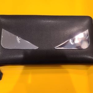 Fendi Bugs/Monster Eye Zipped Leather Wallet